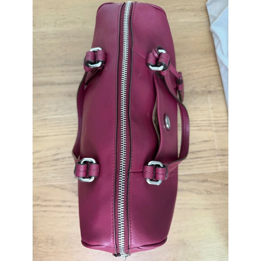 Coach Nancy Peyton Satchel Handbag Saffiano Professional Leather Berry Pink Chic